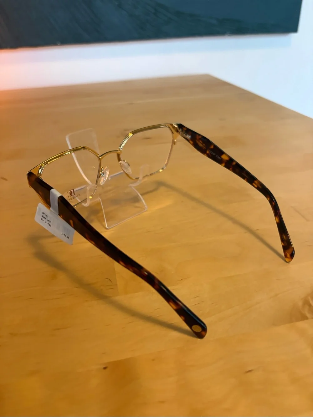 DiCaprio Geometric Metal Eyeglasses Black Gold Tortoise DC 357 53-18-140 NWT